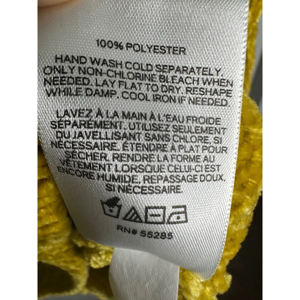 EXPRESS Mustard Yellow Women's Chenille V Neck 3/4 Sleeve‎ Sweater Top M